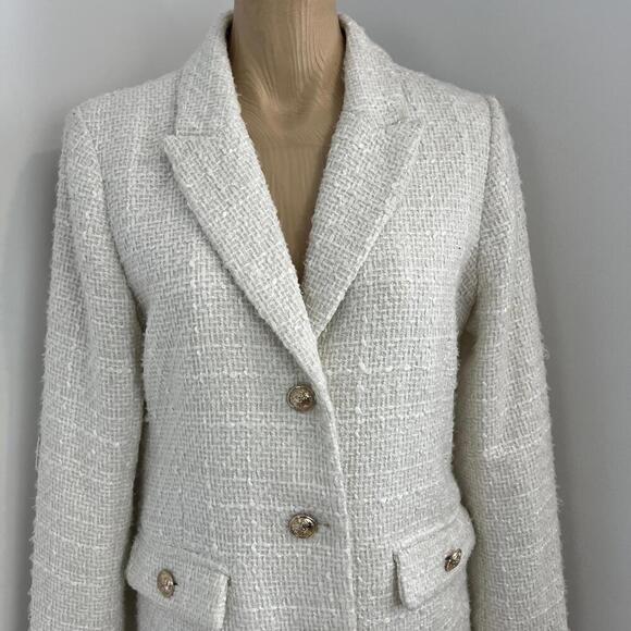 Maison D' Amelie Paris Women's Size Medium Acrylic Wool Blend Blazer Jacket Gold - Picture 3 of 13